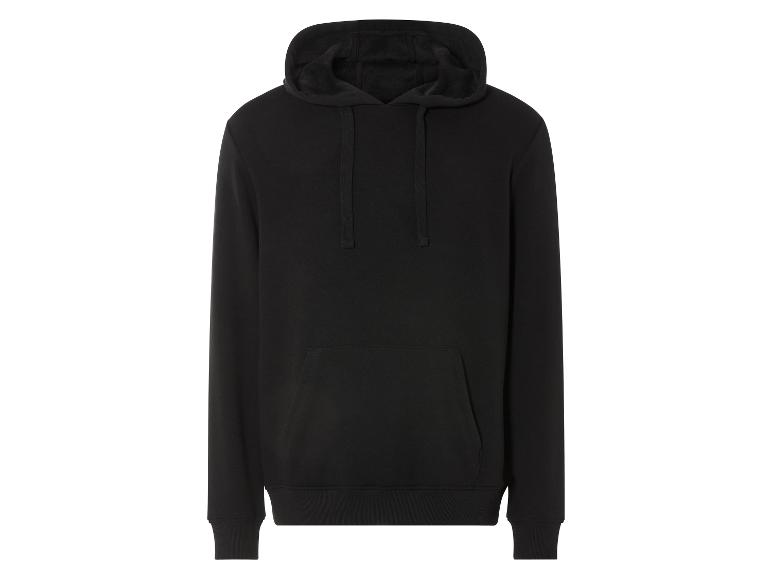 Sweat-shirt à capuche noir avec une poche.