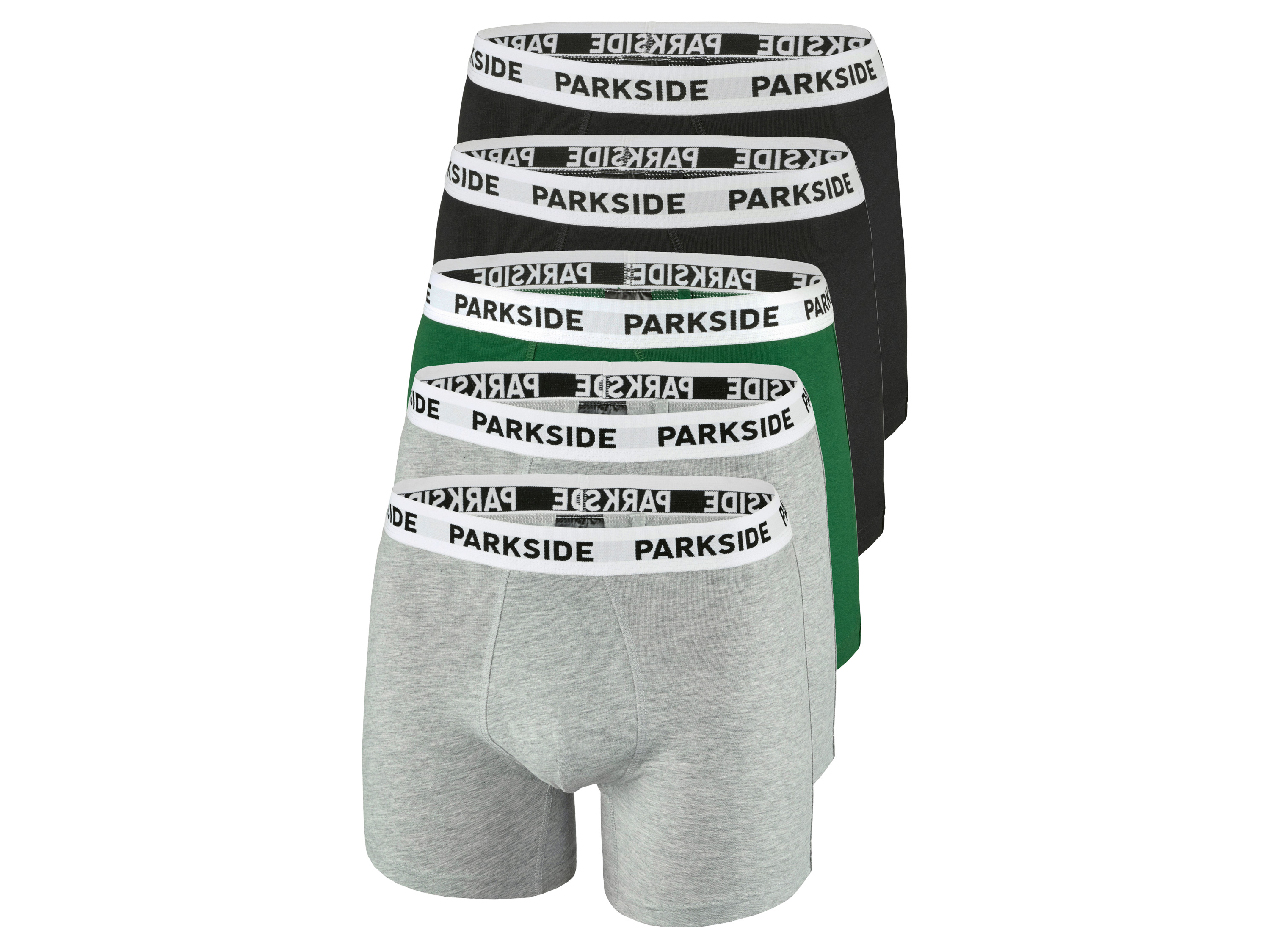 PARKSIDE® Lot de 5 boxers homme (noir/gris/vert, M)