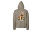 Sweat à capuche gris avec un imprimé sur le thème du basketball au dos.