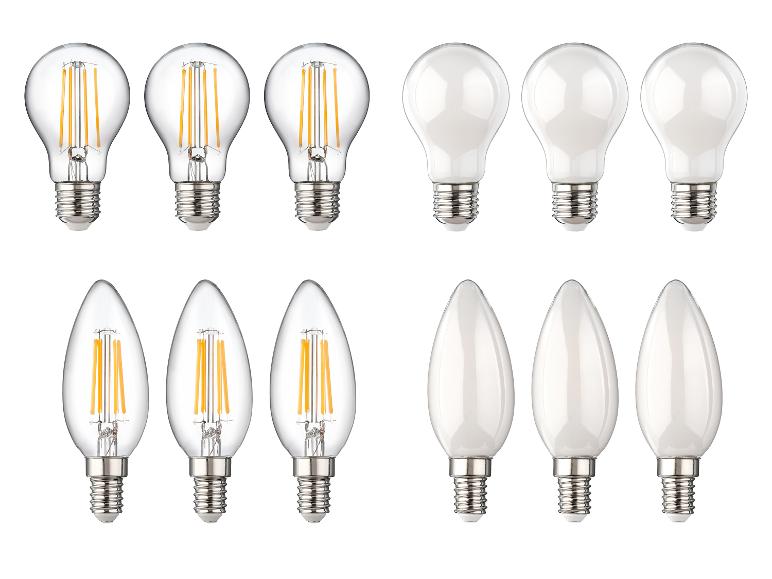 Ampoules LED et à incandescence de différentes formes et tailles.