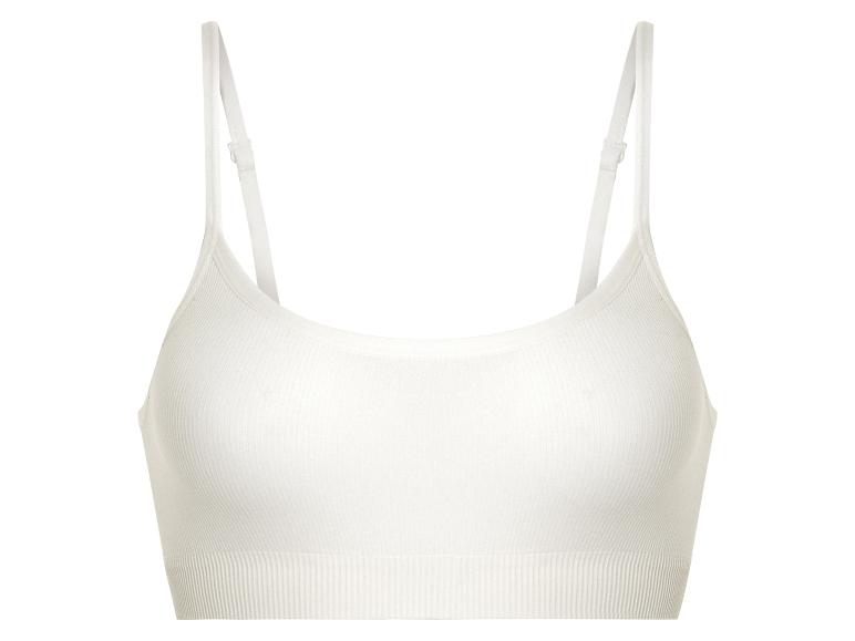 Soutien-gorge blanc à fines bretelles.