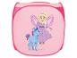 Panier à linge rose avec fée et licorne.