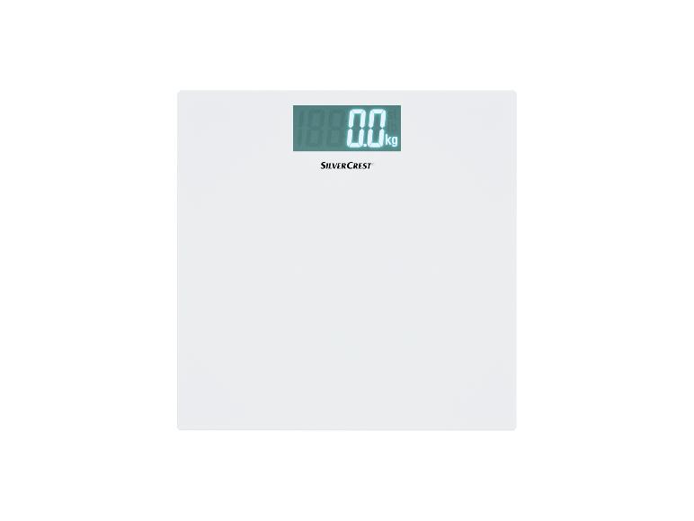 Une balance digitale blanche de la marque Silvercrest.