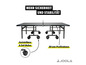 Une table de ping-pong Joola noire avec des roulettes de 6 pouces et un cadre de 50 mm.