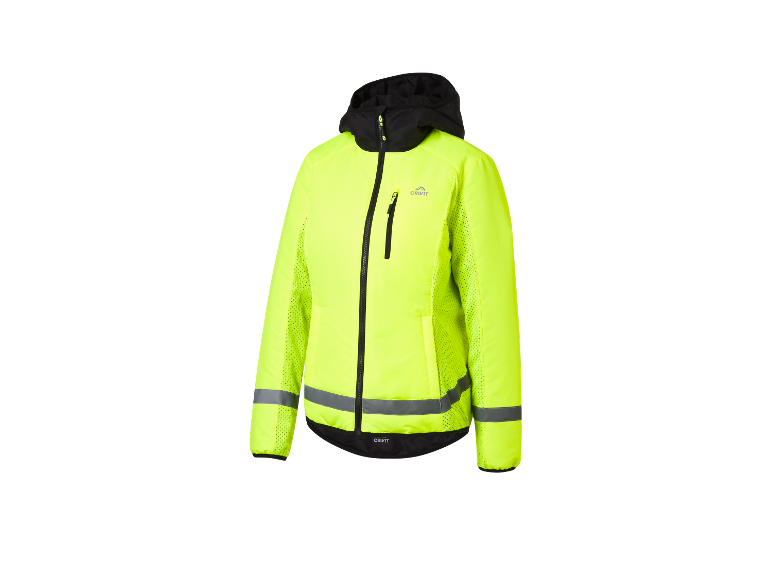 Veste de cyclisme Crivit jaune à capuche.
