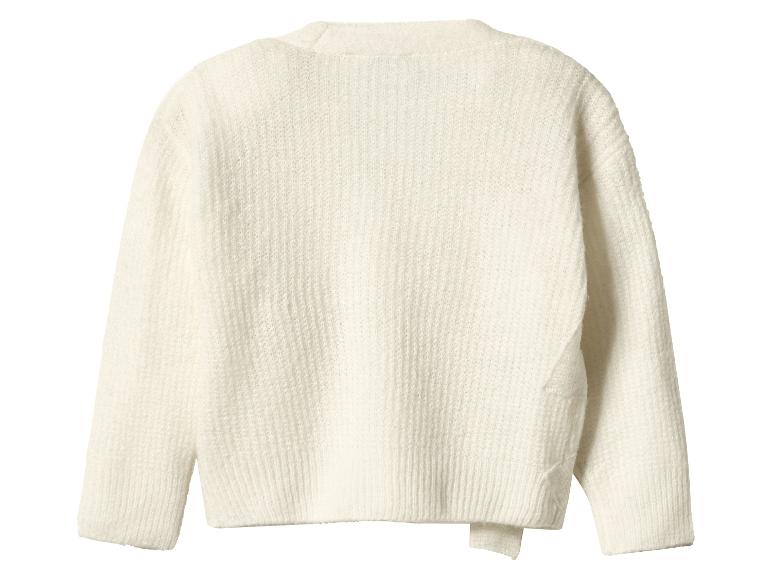 Dos d'un pull en maille blanc crème avec un ourlet côtelé