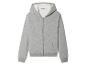 Sweat-shirt gris à capuche et fermeture éclair, doublé de polaire.
