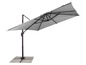 Un parasol rectangulaire gris avec bras articulé.