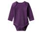 Body bébé violet à manches longues avec fermeture à boutons-pression.