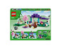 Ensemble LEGO Minecraft avec une maison champignon rose et un loup