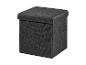 Boîte de rangement pliable gris foncé avec couvercle rembourré, autoportante.