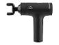 Pistolet de massage noir avec un embout en forme de U sur fond blanc.
