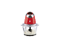 Hachoir rouge avec un bol transparent rempli de crème.