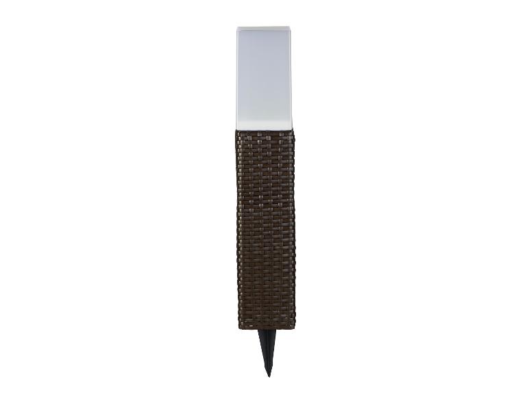 Lampe de jardin en osier marron avec diffuseur de lumière blanc et piquet