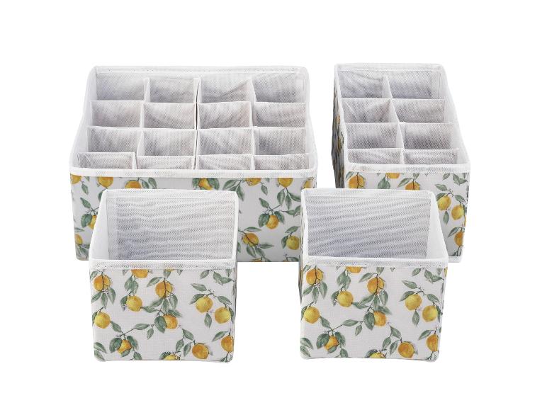 Rangements textiles à compartiments, motif citron.
