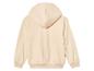 Un sweat à capuche beige.