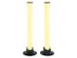 Deux lampes tubes LED verticales lumineuses jaunes sur fond blanc.
