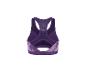 Vue arrière d'une brassière de sport violette avec motif et détails en maille.