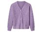 Cardigan violet clair à col en V avec trois boutons clairs