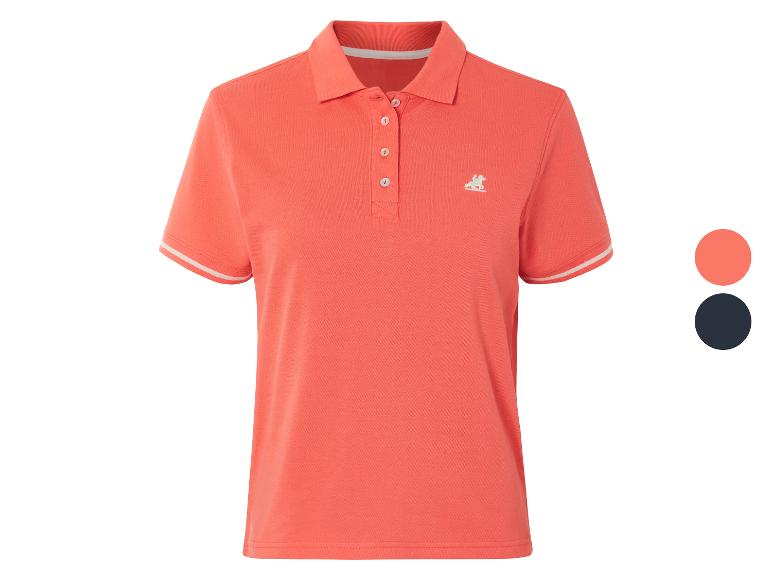 Polo femme, couleurs corail et noir.