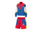 Ensemble sportif Lidl avec veste bleue et short rouge de style rétro.