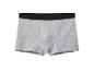 Caleçon boxer gris pour homme avec ceinture élastique noire.