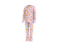Pyjama rose pour enfants avec un motif de personnages de dessins animés colorés.