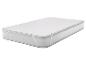 Protège-matelas blanc avec sangles élastiques aux coins.