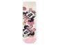 Chaussettes blanches moelleuses avec Minnie Mouse et pois roses.