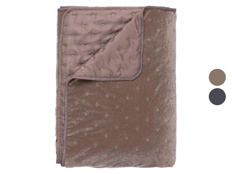 Jeté de lit matelassé en velours marron avec motif floral et deux échantillons de couleur