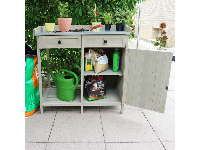 Aller en mode plein écran : HABAU Table de jardin avec armoire inférieure, 98 x 48 x 95 cm - Image 2