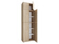 Une armoire haute en bois avec des portes et des étagères.