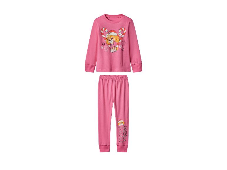 Pyjama rose pour enfant avec imprimé Paw Patrol Skye et cannes de Noël.