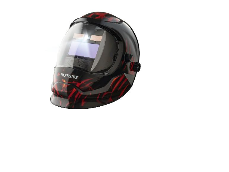 Casque de soudage PARKSIDE noir avec motif de flammes rouges