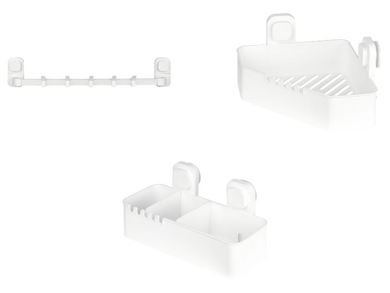 Trois étagères de salle de bain blanches avec ventouses