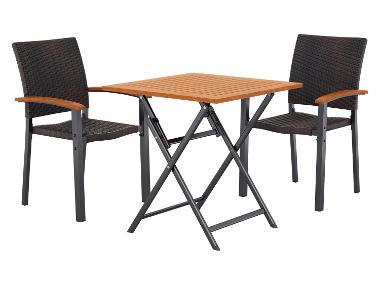LIVARNO® Table de jardin + Lot de 2 fauteuils en résine tressée Valencia