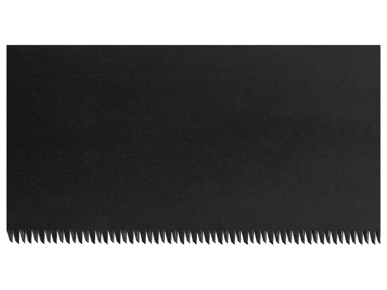 Une scie noire à bord dentelé.