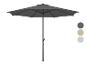 Parasol de jardin gris anthracite avec trois options de couleur.