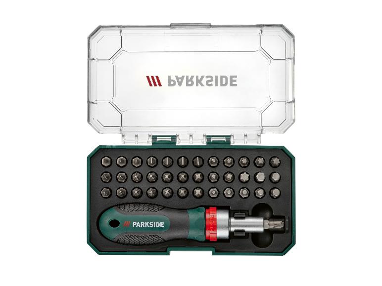 PARKSIDE : un jeu de tournevis à cliquet et d'embouts dans une boîte de rangement ouverte