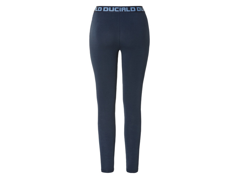 Leggings bleu marine avec logo 'Duci'.