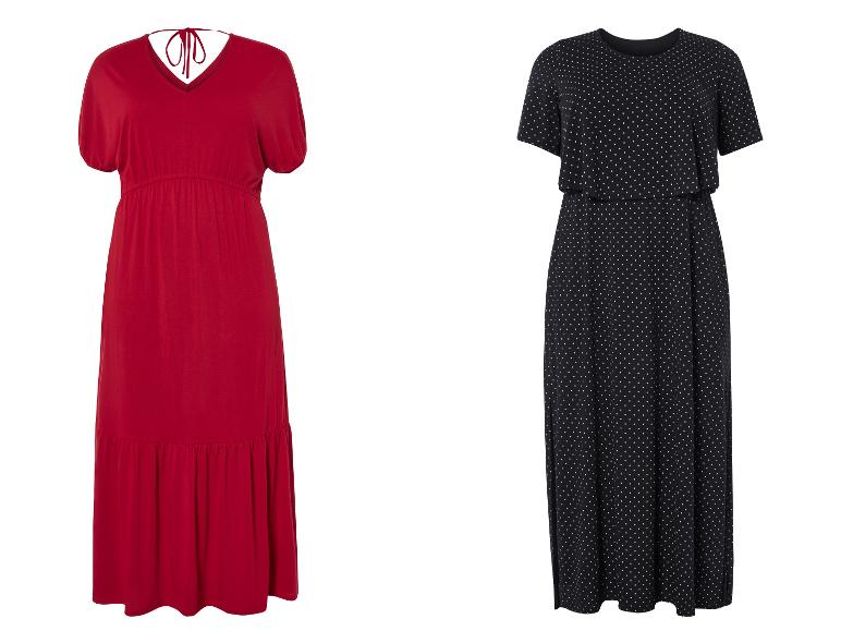 Robes maxi : rouge unie et noire à pois.
