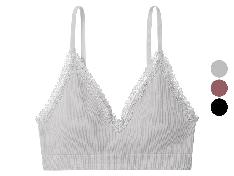 Bralette gris en dentelle, avec options de couleur : gris, rose et noir.