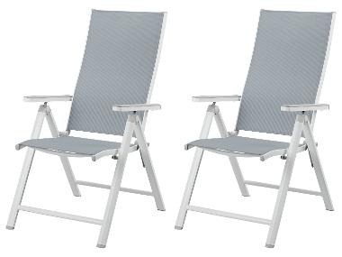 LIVARNO home Lot de 2 fauteuils Houston, blanc/gris clair