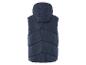 Une veste matelassée bleu foncé avec une capuche.