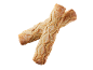 Deux baguettes croustillantes avec des entailles diagonales sur fond noir.