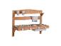 Cuisine en bois pour enfants avec évier, plaques de cuisson et étagère.