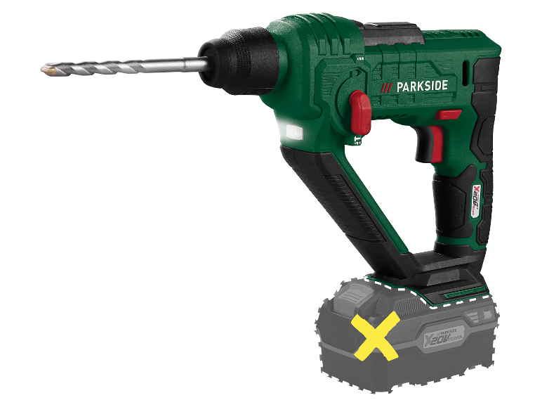 Marteau perforateur Parkside X20V Team avec foret.