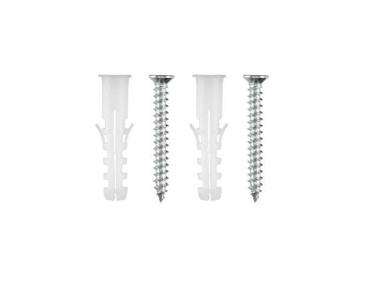 Trois vis et trois chevilles en plastique pour la fixation.