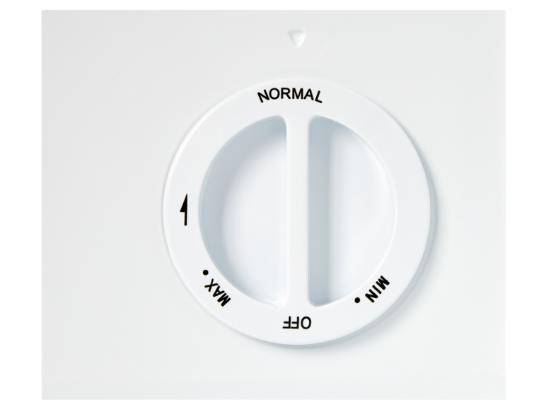 Cadran de commande blanc avec réglages NORMAL, MAX, MIN et OFF
