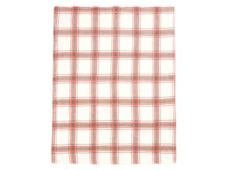 Couverture polaire à carreaux blancs, rouges et marrons